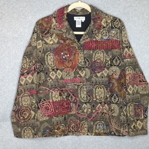 Vintage Coldwater Creek Art‎ to Wear Womens S Tapestry Jacket Blazer 90s Boxy